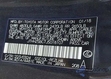 2018 Lexus Rc 350 from USA, damaged, VIN JTHHZ5BC7J5018107